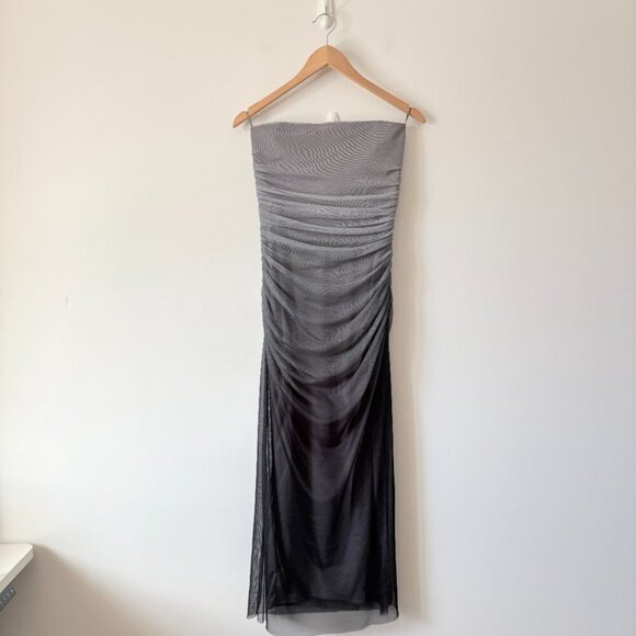 Zara Tulle Strapless Midi Dress Grey Black Ombre Size Large - Picture 6 of 10